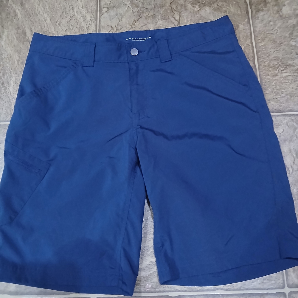 Columbia Omni - Shade Sun Protection  Men's Royal Blue Flat-Front Shorts Sz 34